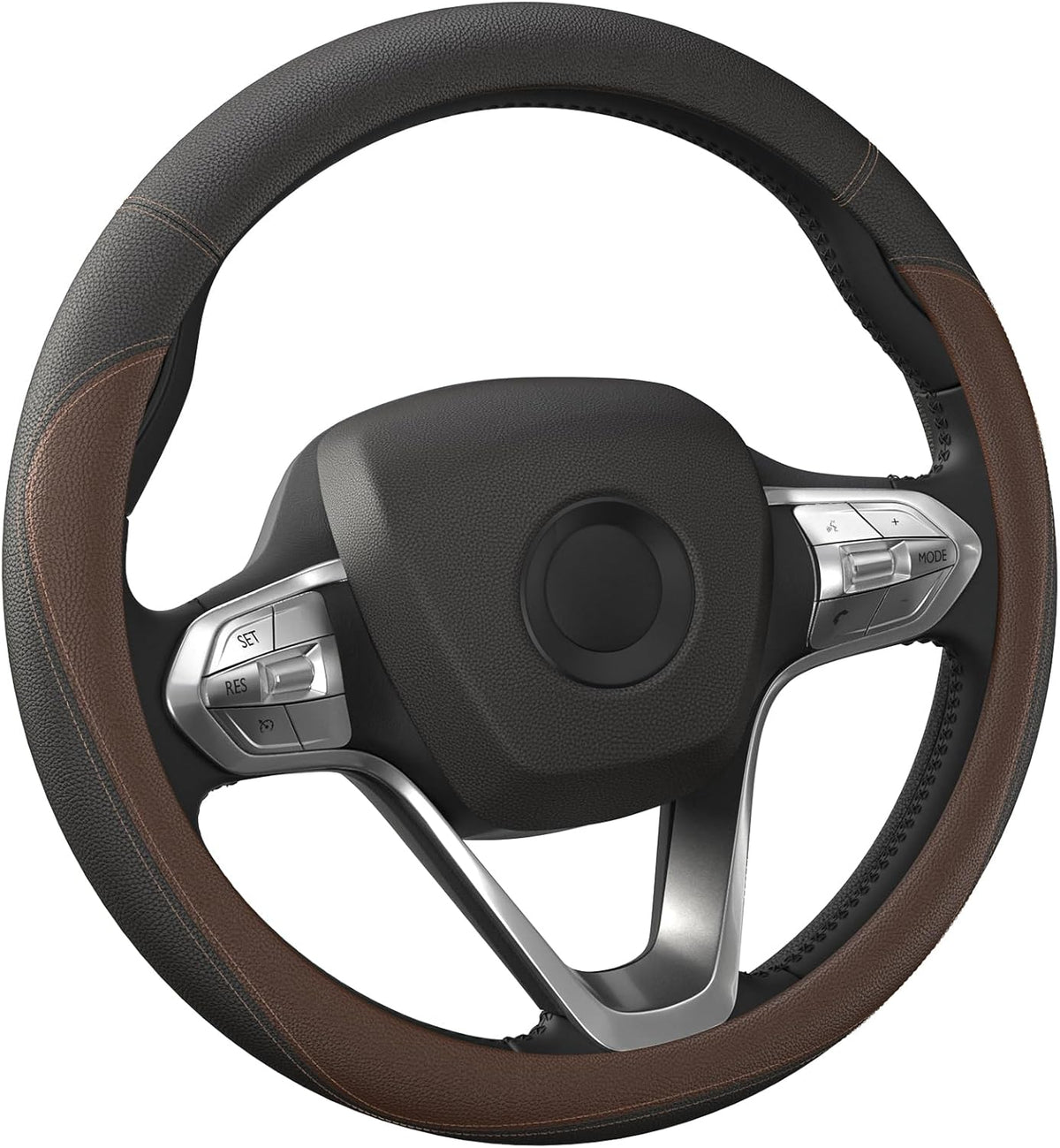 HOTOR Car Leather Steering Wheel Cover, Universal 14.5"-15",Black