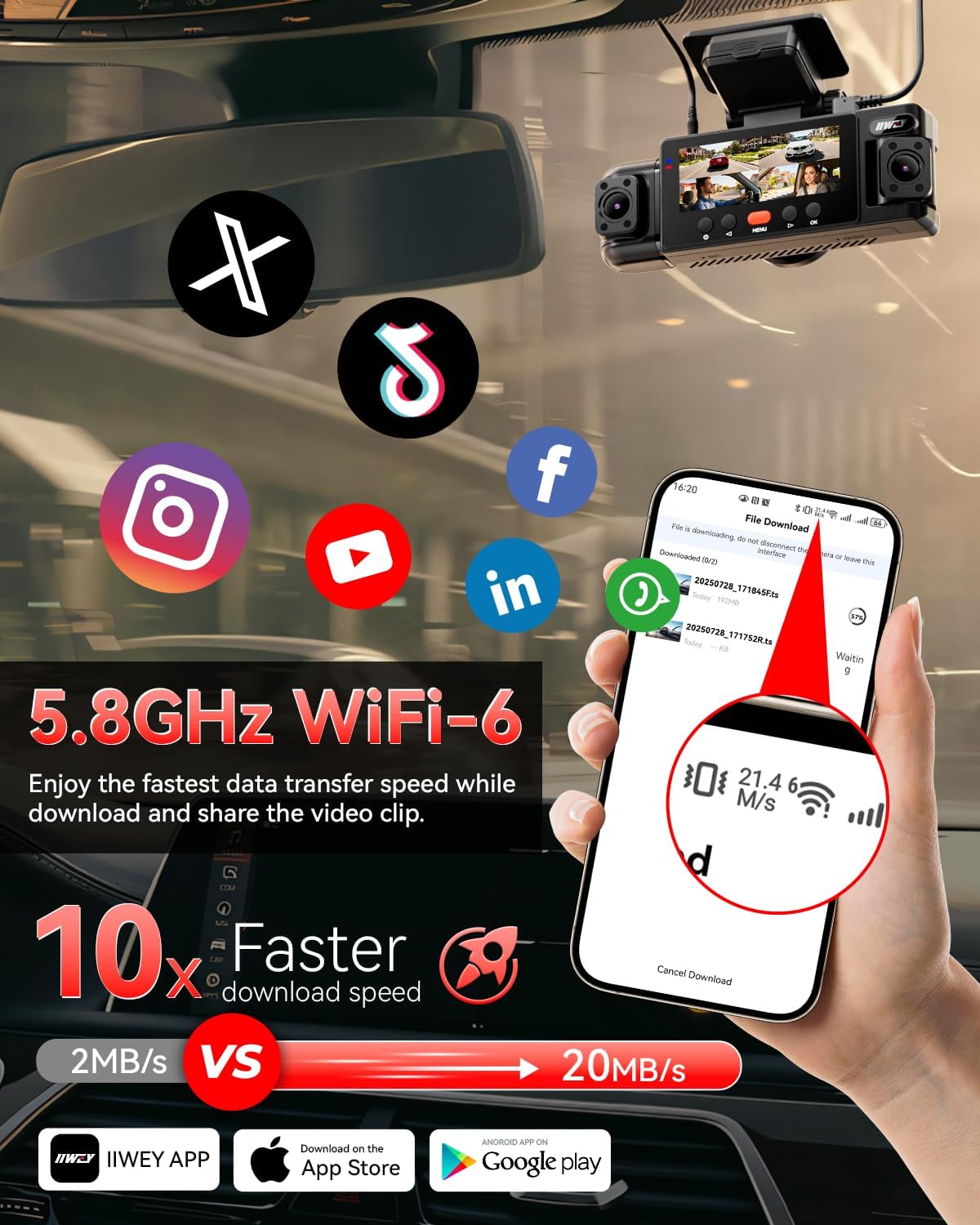 IIWEY N6 360° Dash Cam 4 Channel, Free 128GB Card, 8 IR Lights Night Vision