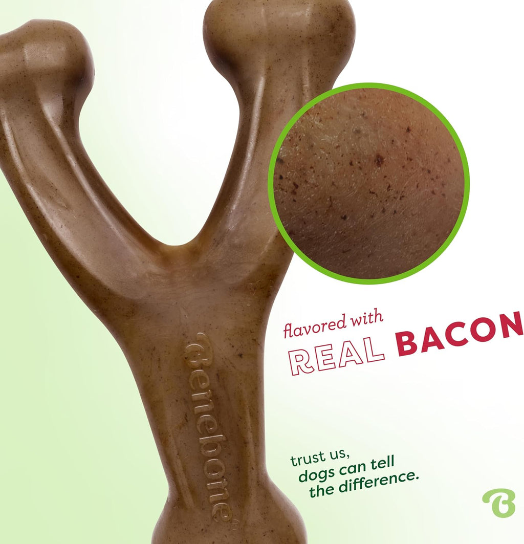 Benebone Wishbone Durable Dog Chew Toy for Aggressive Chewers, Real Bacon, Made in USA, Medium | Durable, Super Chewer, Made in USA, Dog Bones, Long-Lasting, A Size for Every Dog, Keeps Them Busy