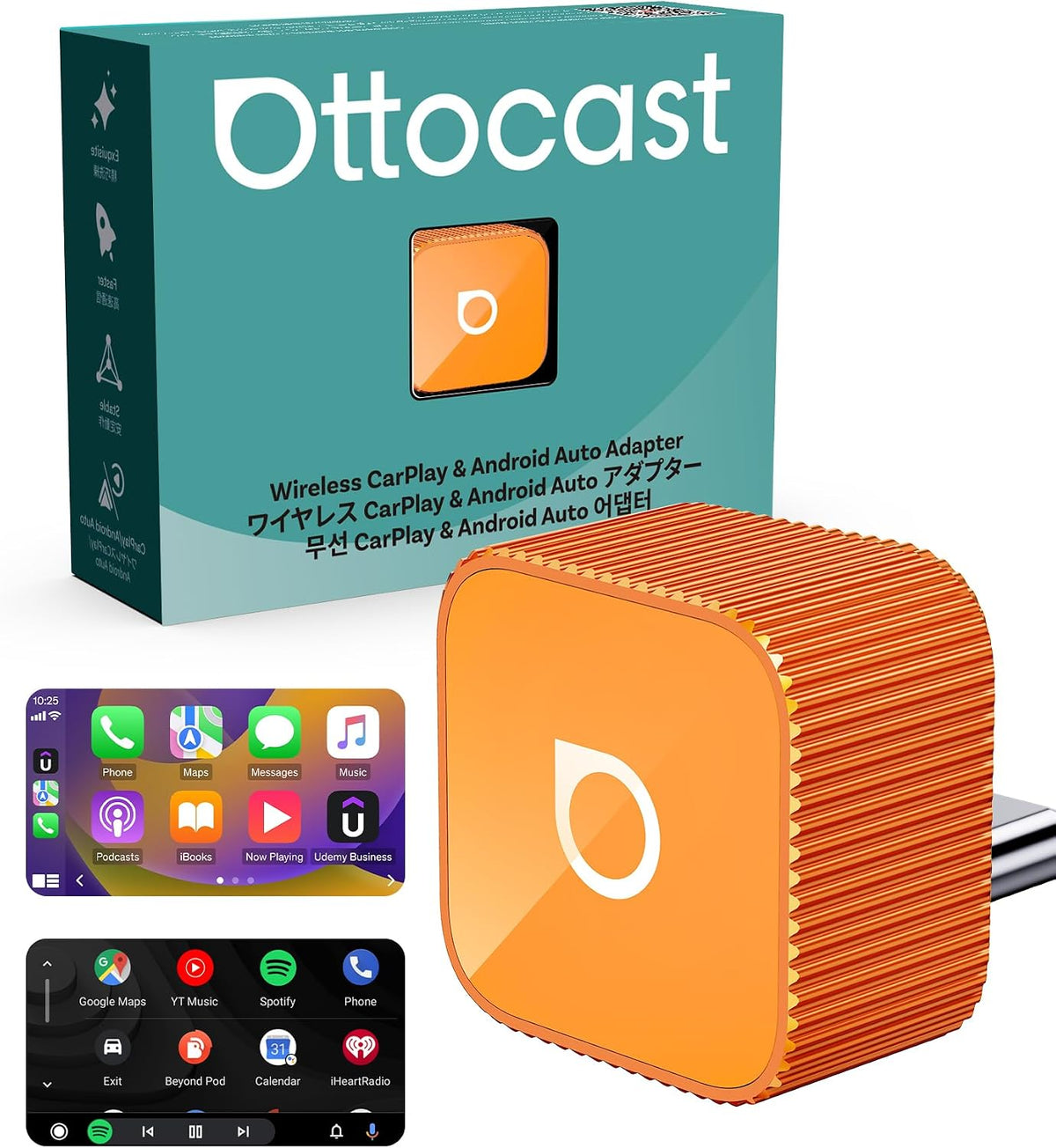 Ottocast Mini Cube 3.0 Wireless CarPlay & Android Auto Adapter 2026– Plug & Play, Fast Auto-Reconnect (Black)