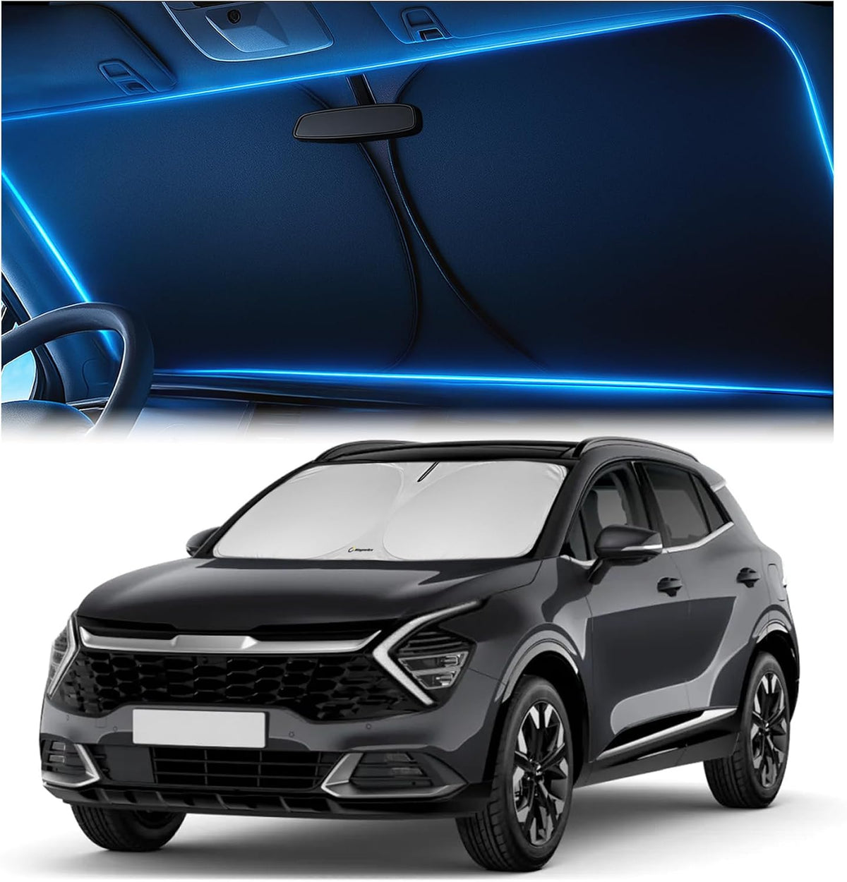 Magnelex Windshield Sun Shade for GMC Sierra 1500 2500 3500 (SLT AT4 Denali) 2019-2026, Foldable Car Window Sunshade, Heat & UV Visor Cover, Reflective Front Shades Accessories