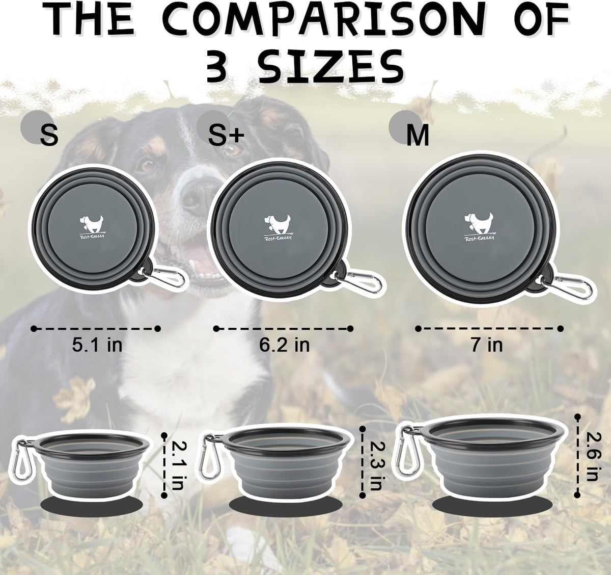 Rest-Eazzzy Collapsible Dog Bowls, 2 Pack Sturdy Portable Dog Water Bowls | Wear-Resistant TPE, Anti-Dust Foldable Travel Dog & Cat Bowls for Camping Walking Hiking with Carabiners