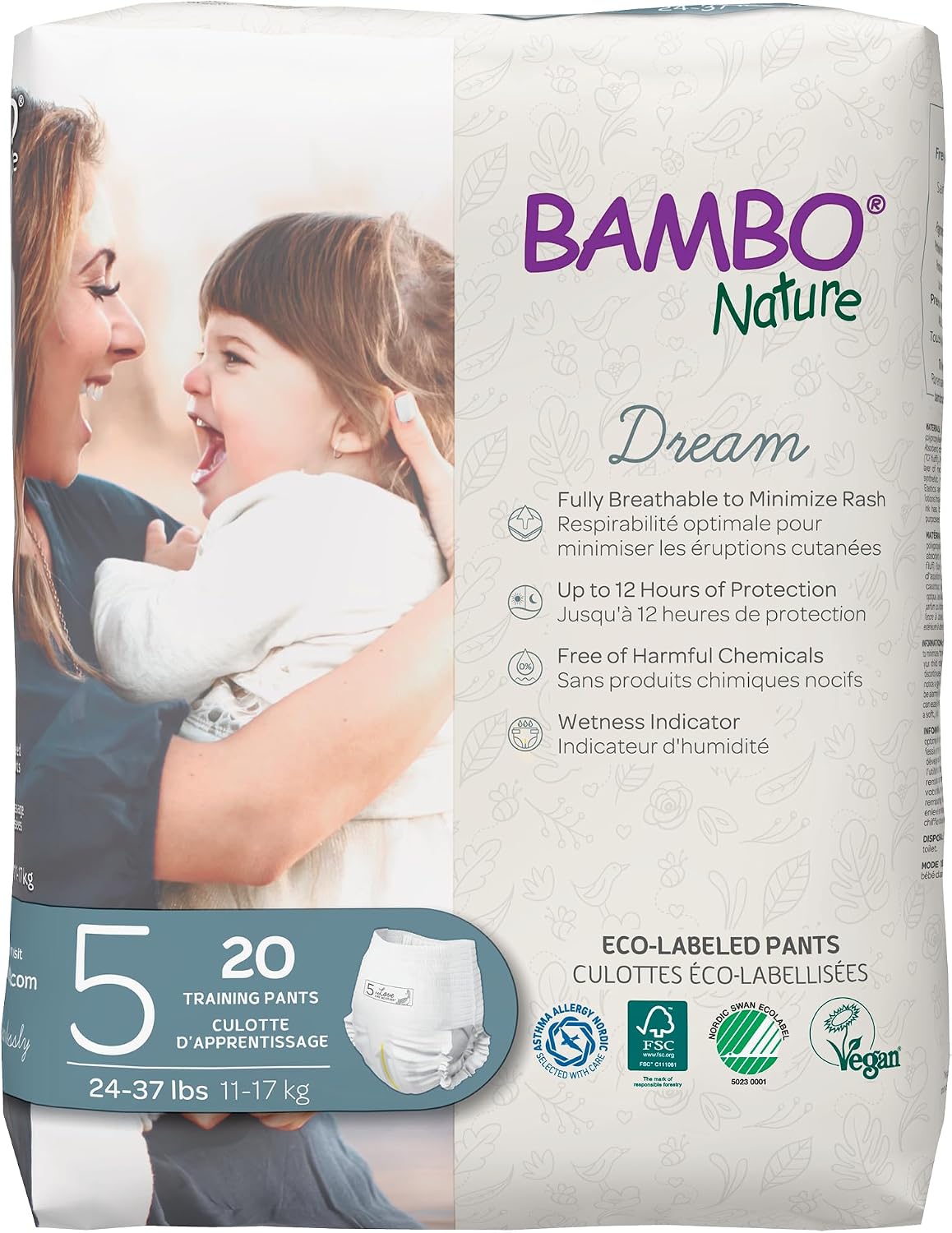 Bambo Nature Hypoallergenic Training Pants, Eco-Labeled Training Pants, Totally Chlorine-Free - Size 6 (19 Count)