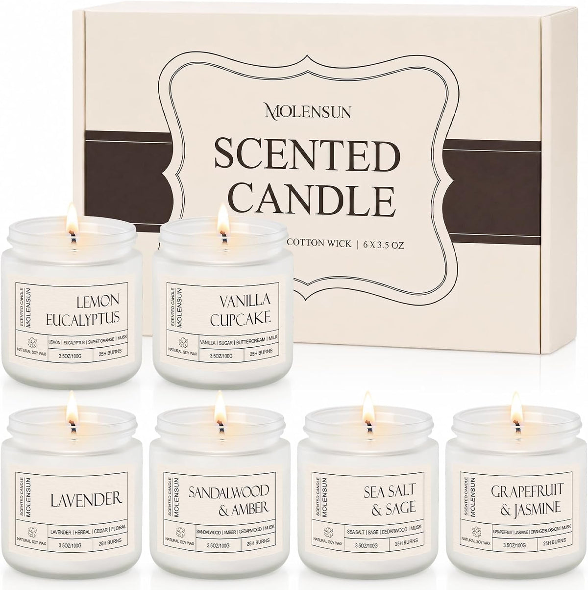 Molensun Vanilla Cupcake Scented Candle, Soy Wax 7 oz