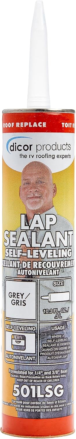 Dicor 501LSW-1 Self-Leveling Lap Sealant, White, 10.3 Oz, RV Roofing