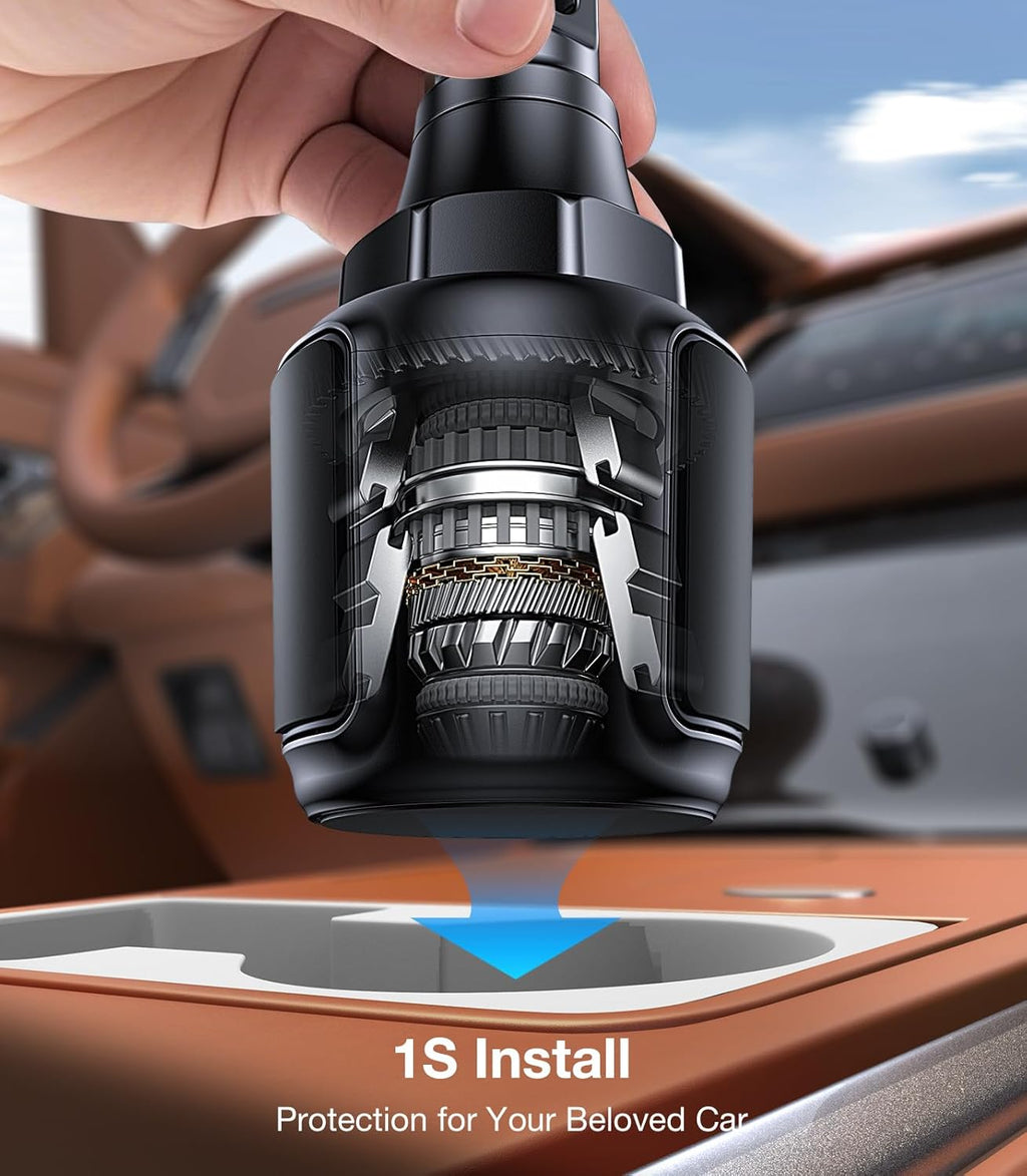 Coolpow Cup Holder Phone Holder for Car Phone Holder Cup Holder Phone Mount【Ultra Stable & Never Shake】Phone Holders for Your Car Cupholder Cell Phone Car Mount for iPhone 17 16 All 4"-7" Smartphones