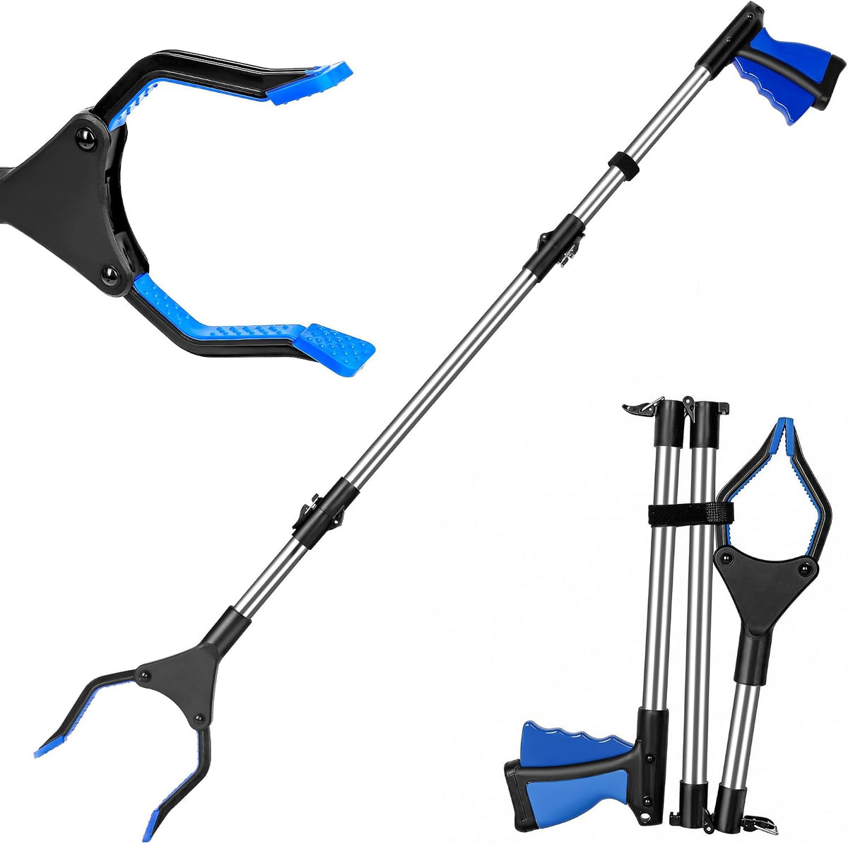 Reacher Grabber Pickup Tool, 32 Inch Grabber Reacher Tool for Seniors, Foldable Reaching Aid with 4.3 Inch Wide Jaw, Trash Picker Upper Grabber, Lightweight Mobility Aid for Elderly