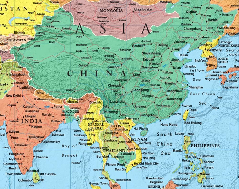 Swiftmaps 32" x 50" RMC Large World Wall Map Poster - Laminated Rolled (32x50 Signature World)