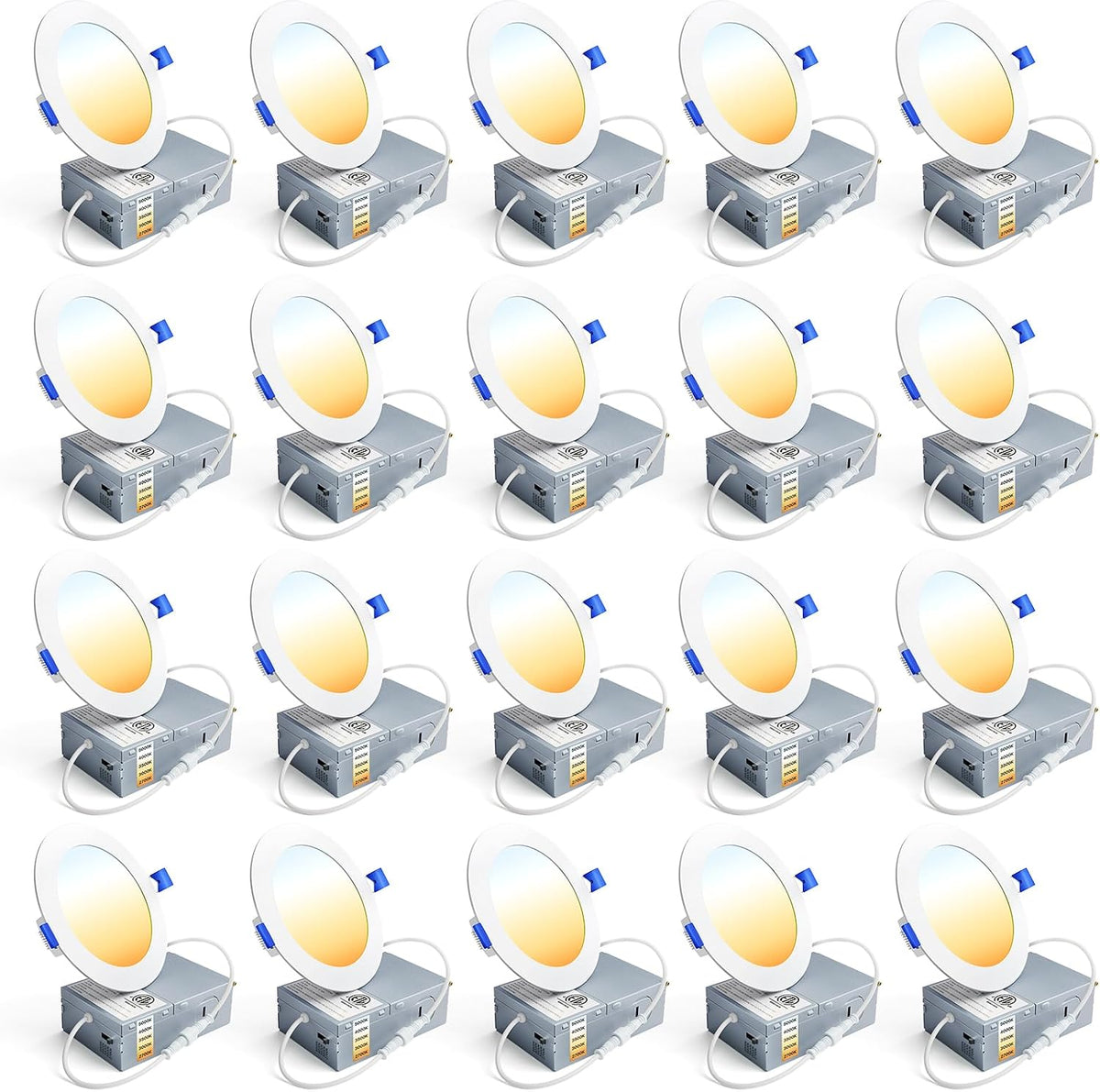 Ensenior 20 Pack 6 Inch LED Recessed Light, 5CCT Dimmable Canless Wafer