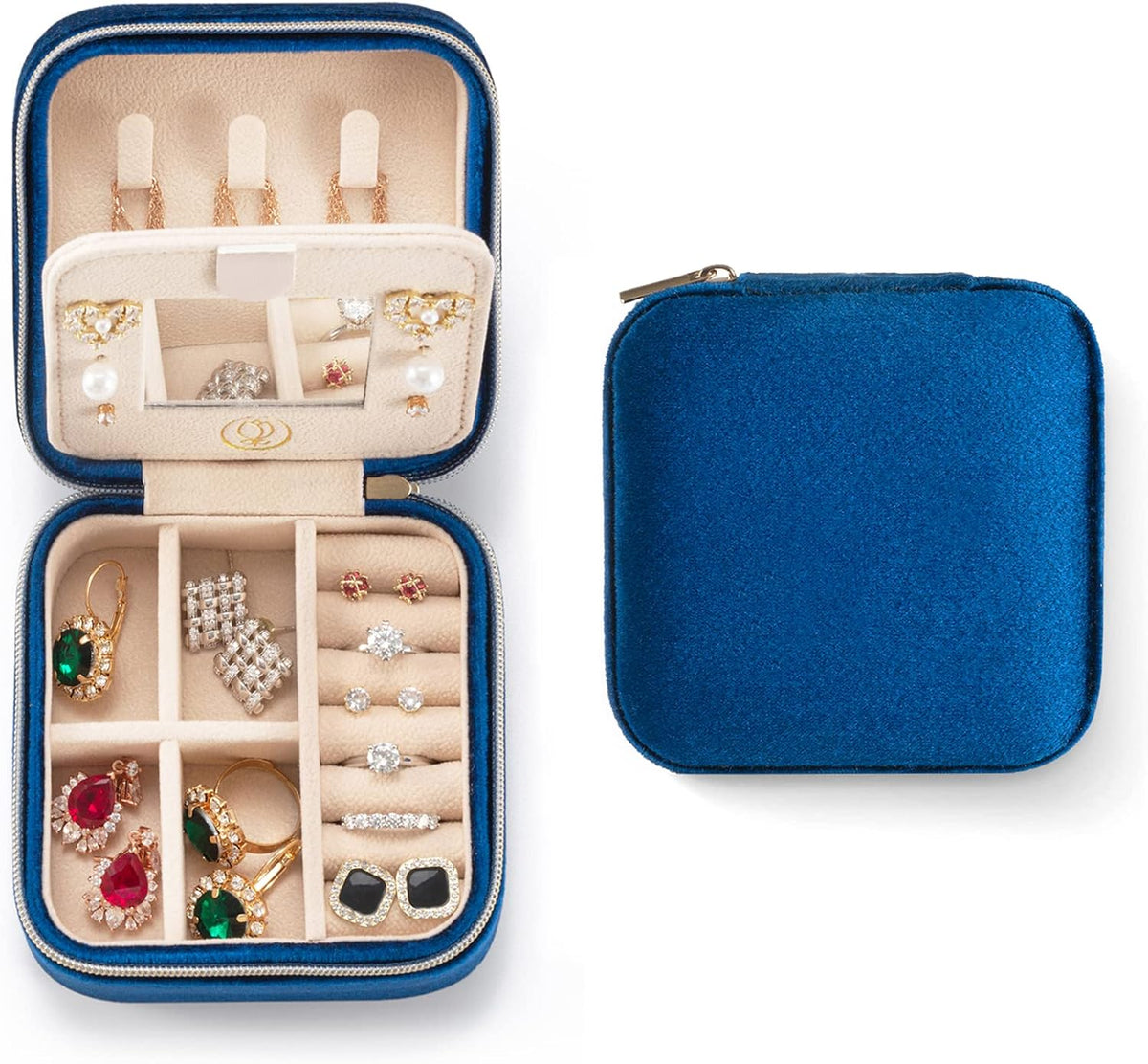 ZPROW Travel Jewelry Case, Mini Portable Jewelry Travel Boxes, Small Jewelry Organizer for Rings, Earrings, Pendants, Watches, Necklaces, Lipsticks Organizer Storage Holder Case (Pink)