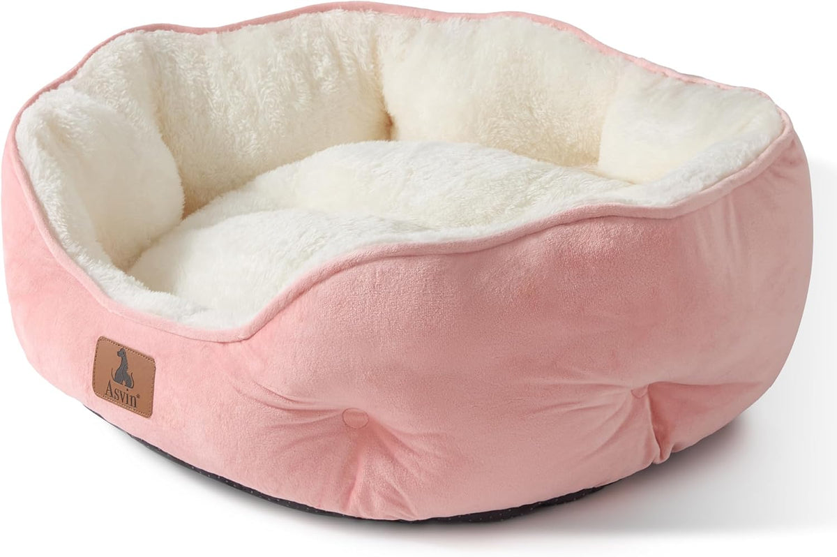 Asvin Small Dog Bed for Small Dogs, Cat Beds for Indoor Cats, Pet Bed for Puppy and Kitty, Extra Soft & Machine Washable with Anti-Slip & Water-Resistant Oxford Bottom, Grey, 20 inches