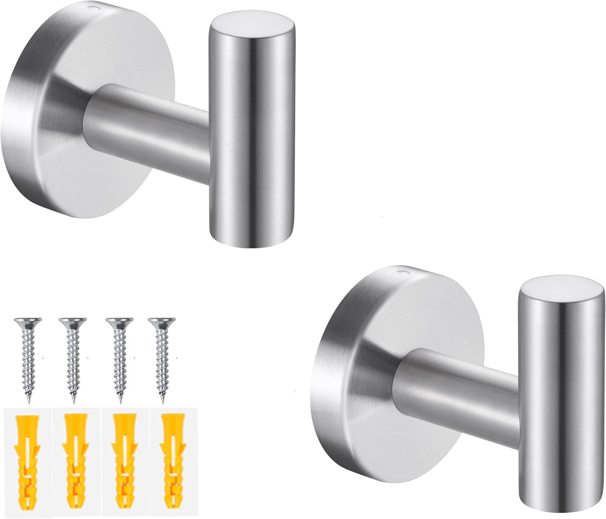 Towel Hooks Bathroom Coat Robe Wall Hook Heavy Duty Door Hanger Towel Robe Clothes Cabinet Closet Sponges Rack for Bathroom Bedroom Kitchen Hotel Pool 4 Packs Black(Drilling Installation)
