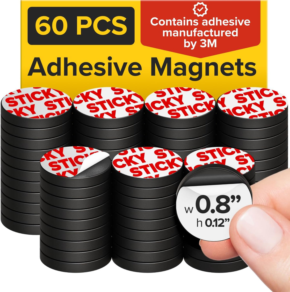 Sticky Flexible Adhesive Magnets for Crafts, 0.8"x0.08" (20x2mm), 120 pcs