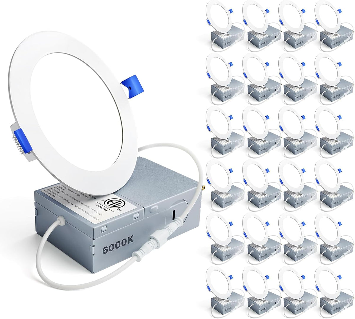 Ensenior 24 Pack 6 Inch LED Recessed Ceiling Light, 5CCT, 1200LM 12W 120V