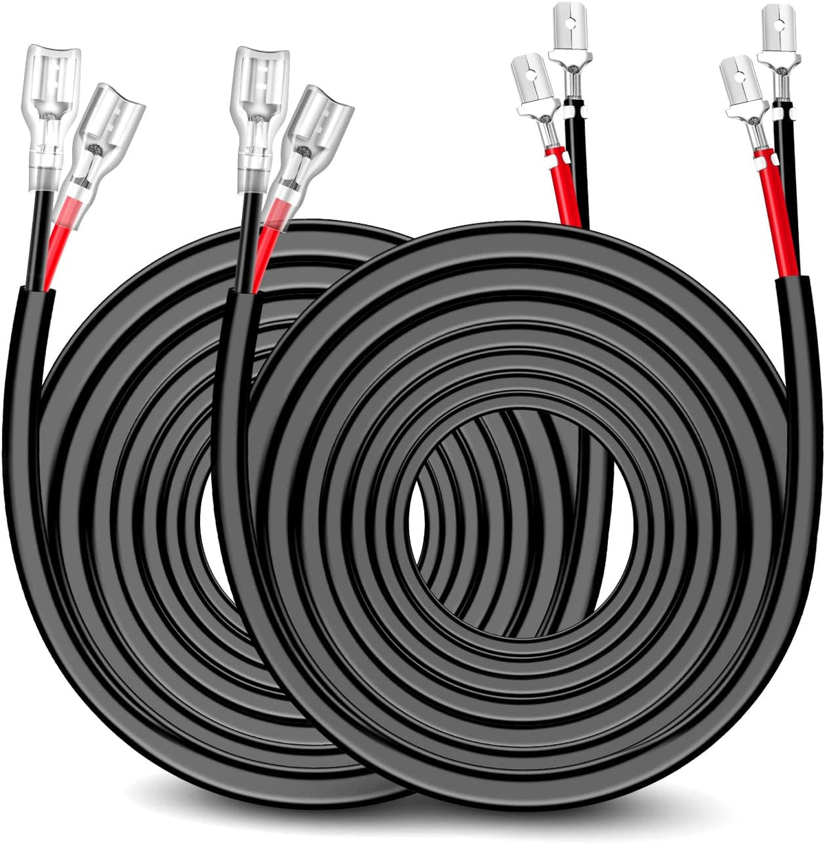 Nilight 2PCS 16 AWG 10 Feet Wiring Harness Extension Kit for LED Work Light Bar Led Pods Off Road Lights Driving Fog Light Boat Lighting, 2 Years Warranty,black