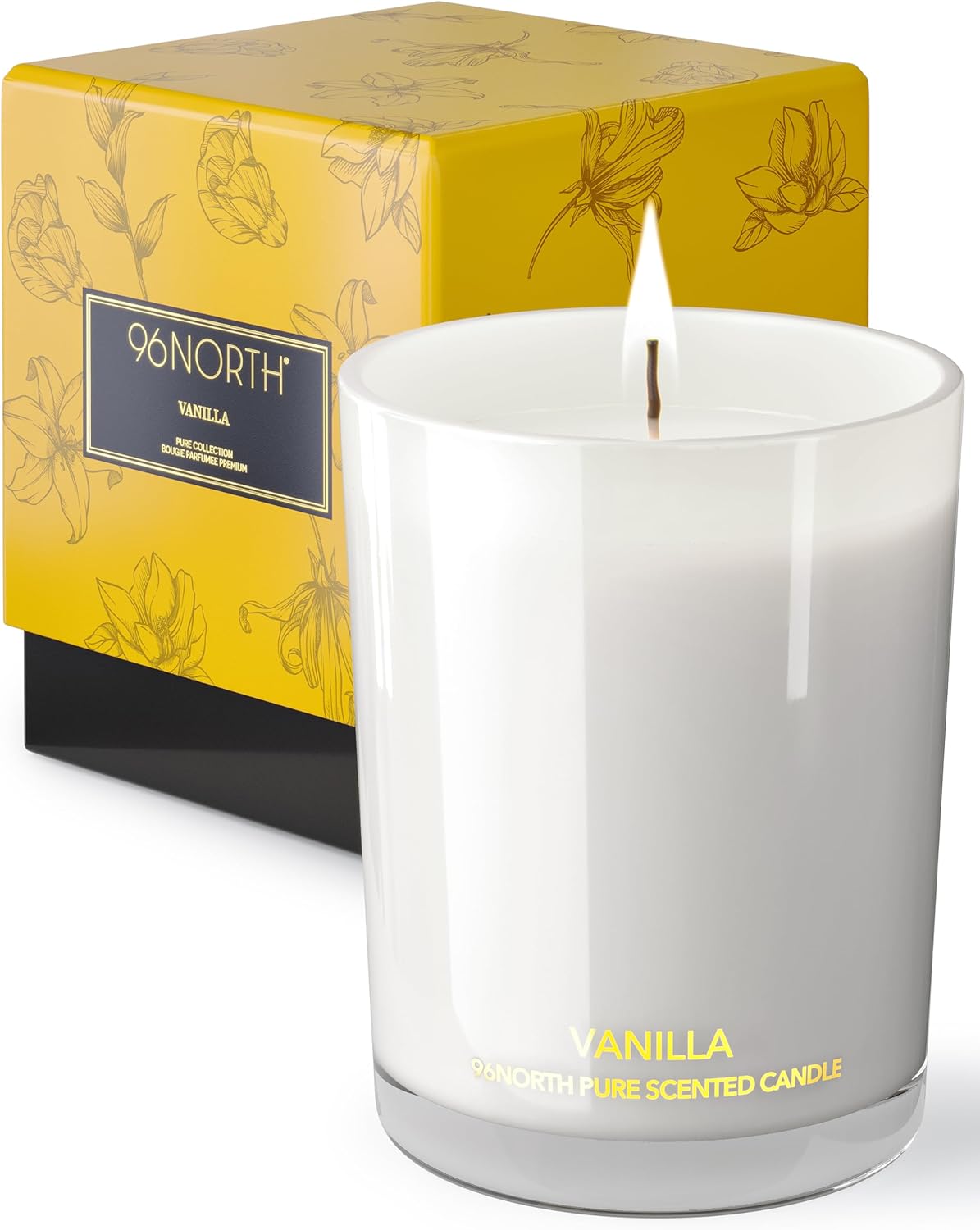 96NORTH Luxury Vanilla Soy Candles | Large 3 Wick Jar Candle | Up to 50 Hours Burning Time | 100% Natural Soy Wax | Relaxing Aromatherapy Aesthetic Candle | Housewarming Gift for Men and Women