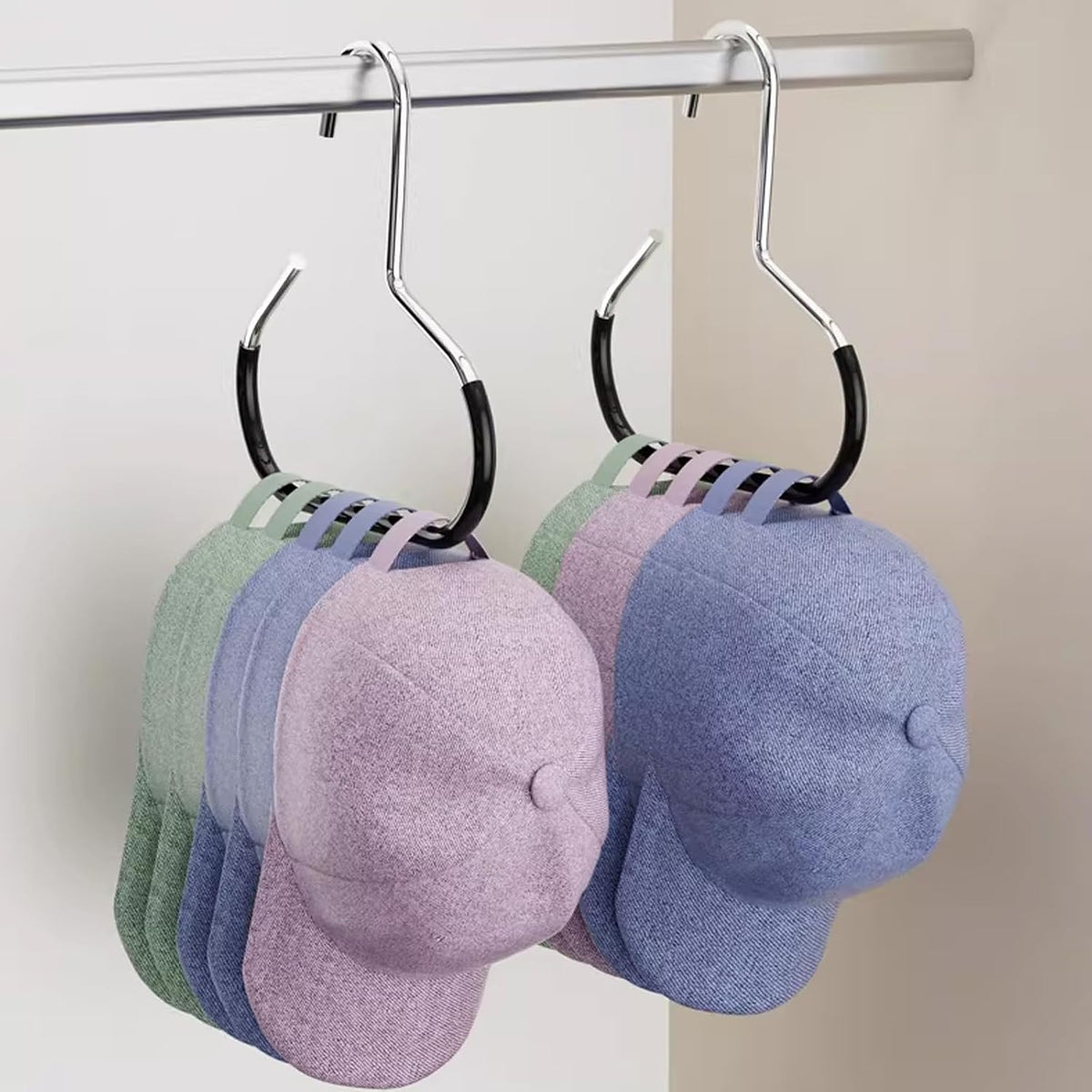 2 Pack Hat Organizer for Baseball Caps, Stainless Steel Holder for Scarves & Handbags, Space Saving Closet Hangers