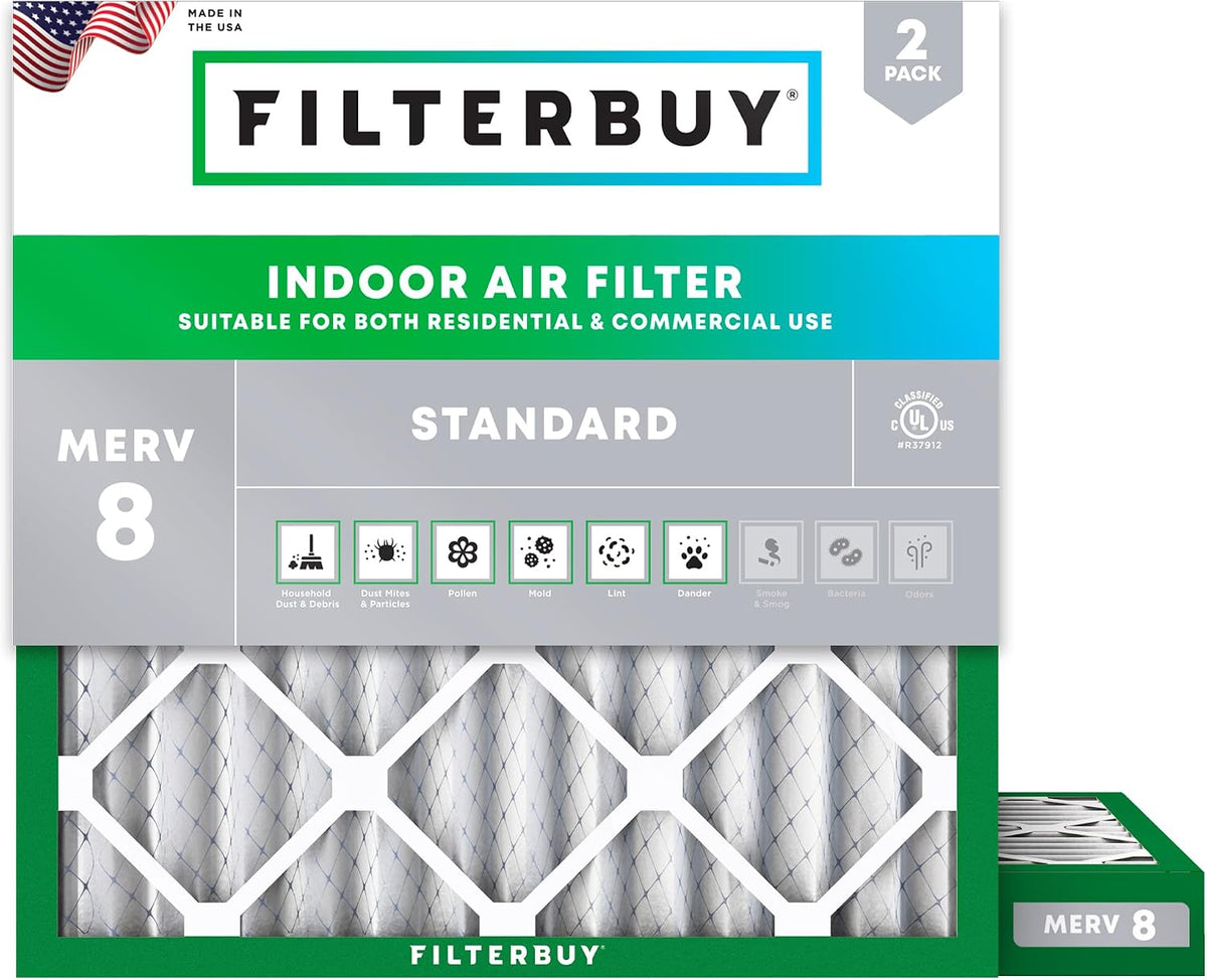 Filterbuy 20x25x4 Air Filter MERV 8 Dust & Allergy Defense (2-Pack)