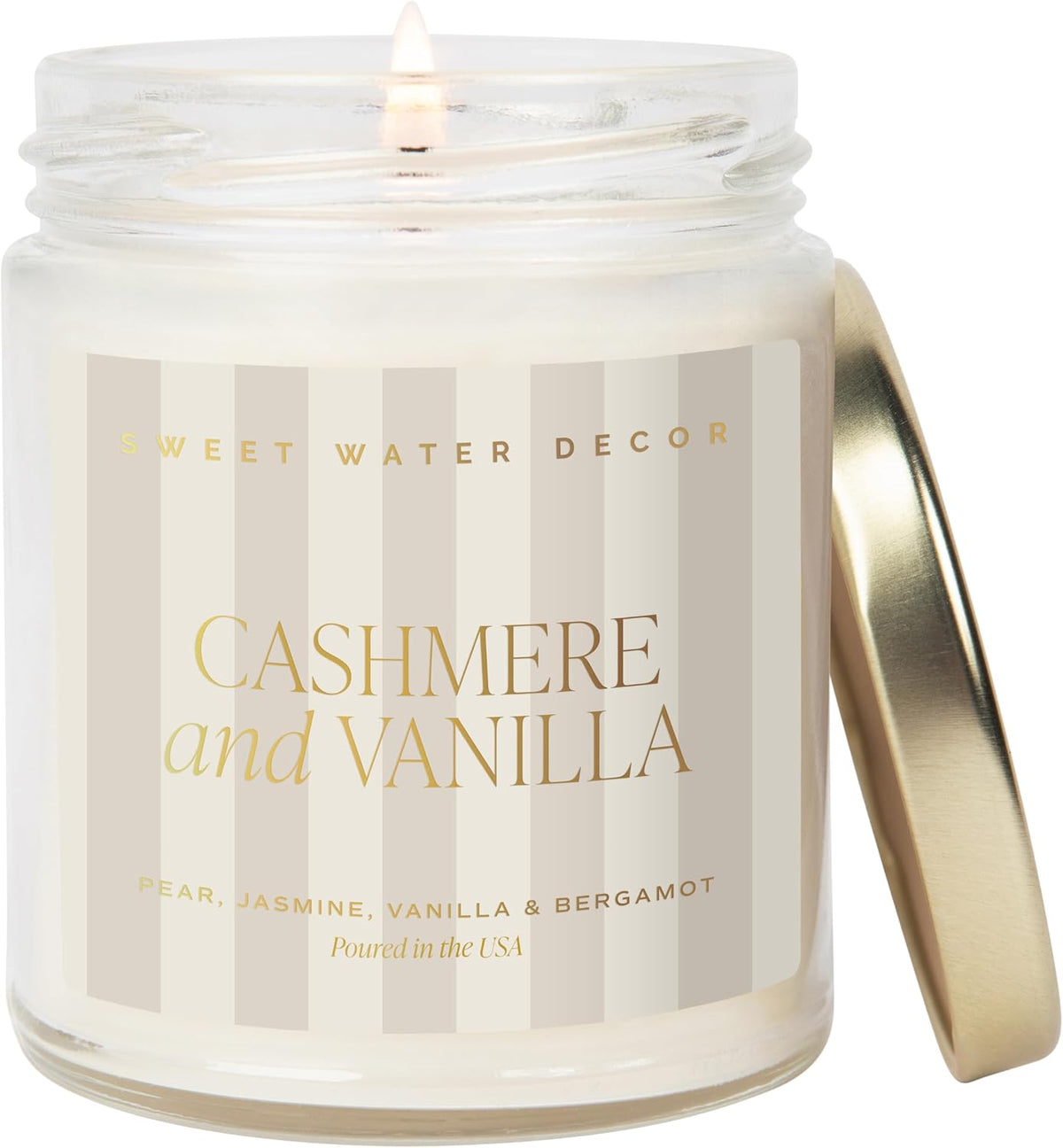 Sweet Water Decor Salt and Sea Patterned Candle – Soy Candles with Sea Salt, Citrus, Musk, Amber Aroma– 40 Hour Burn – 9oz Clear Glass Jar – Ocean Summer Candles for Home Decor