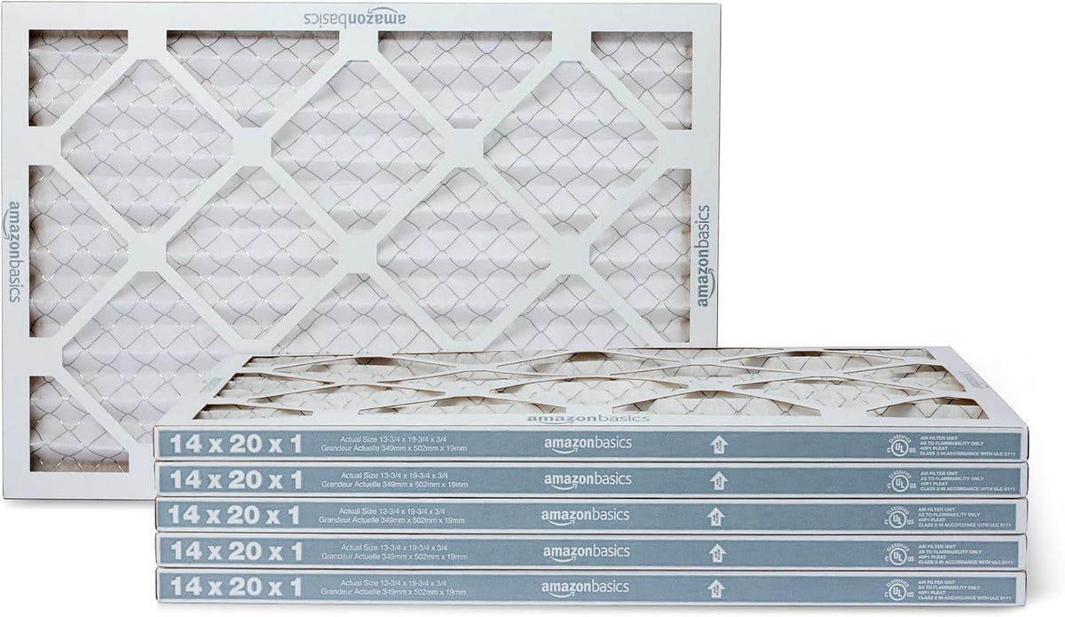 Amazon Basics MERV 5 AC Furnace Air Filter, 20x20x1 inches, 6-Pack (Actual size: 19.75" x 19.75" x 0.75")