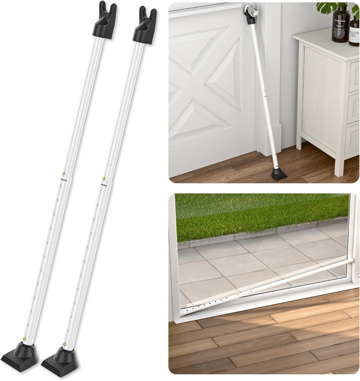 Securityman 2-in-1 Door Security Bar & Sliding Patio Door Security Bar - Constructed of High Grade Iron - Black