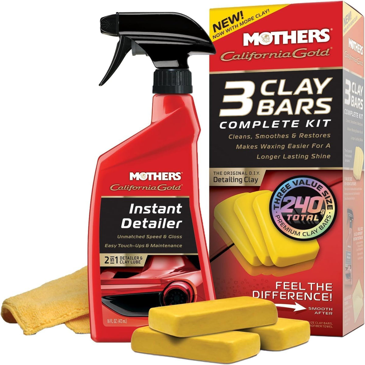 Mothers California Gold 3 Clay Bar Complete Kit, 3 80-gram Clay Bars, 07240