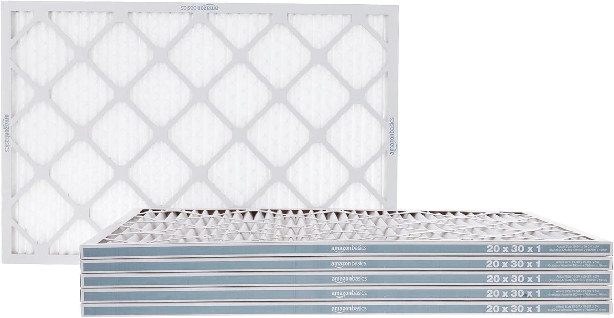 Amazon Basics MERV 5 AC Furnace Air Filter, 20x20x1 inches, 6-Pack (Actual size: 19.75" x 19.75" x 0.75")