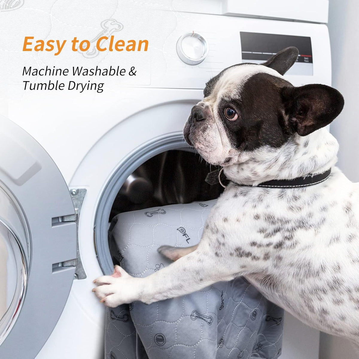 Washable Pee Pads for Dogs, 2Pack Puppy Pads Washable with Bone Print,Absorbent Reusable Whelping Pads Non-Slip Dog Mats for Floor Protector, Couch Cover, Crate, Potty Training 31x36 | Reusable, Waterproof, Machine Washable Dog Pads for Whelping, Potty Tr