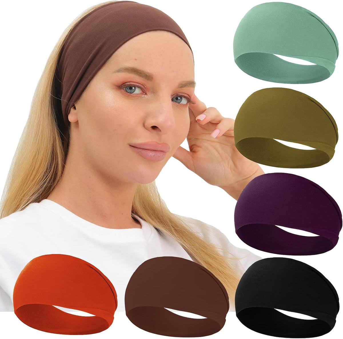 RITOPER Workout Wide Headbands for Women Non Slip, Super Soft Yoga Running Exercise Head Bands, Elastic Sweat Band Hair Bands for Women's Hair, Womens Solid Headband Hair Wrap