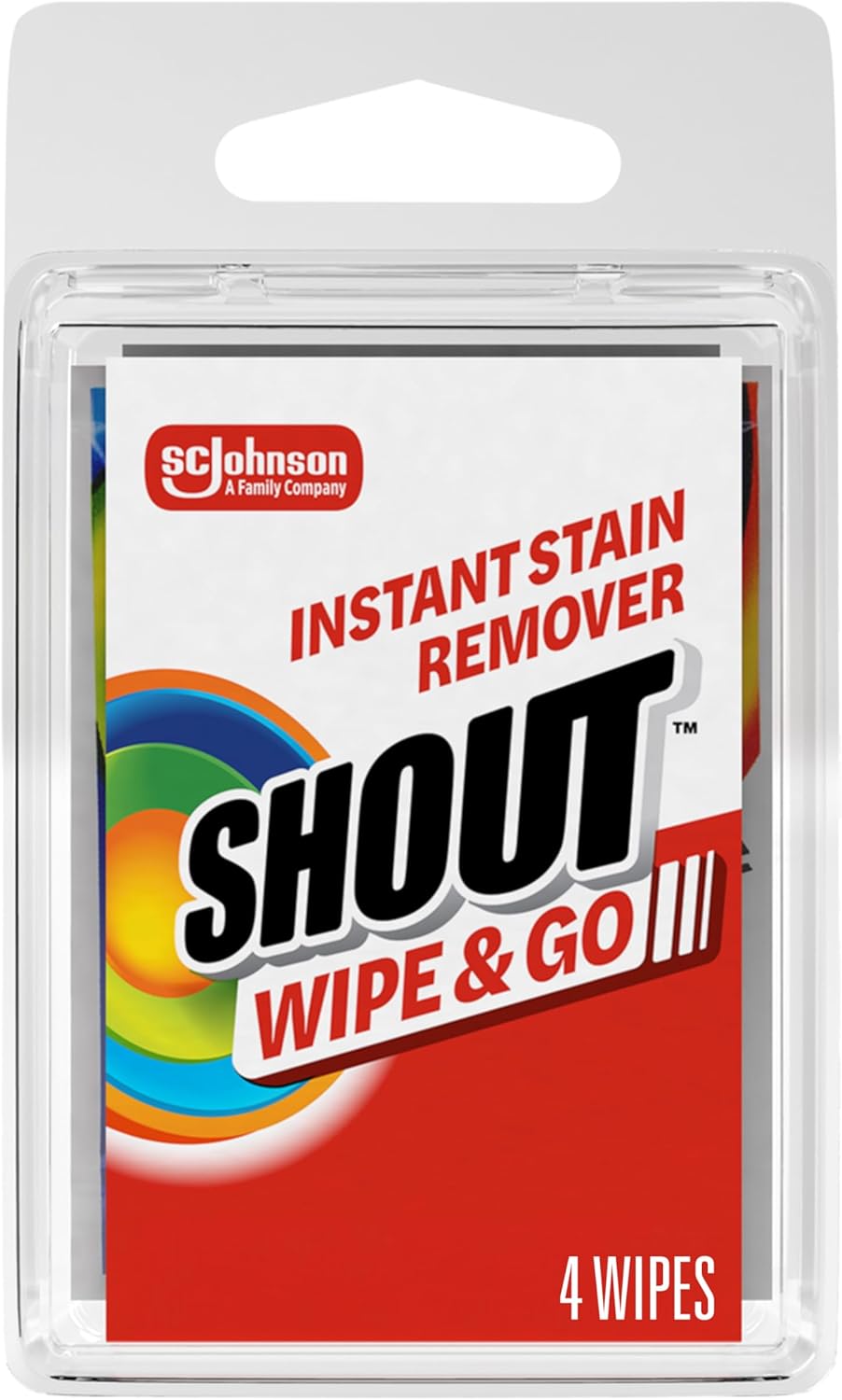 Shout Wipes, Wipe and Go Instant Stain Remover, Laundry Stain and Spot Remover for On-the-Go, 4 Wipes (Pack of 1)