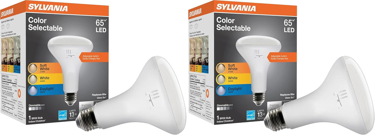 Sylvania ECO LED BR30 Light Bulb, 65W = 10W, Dimmable, Frosted Finish, 650 Lumens, 2700K, Soft White - 4 Pack (40870)