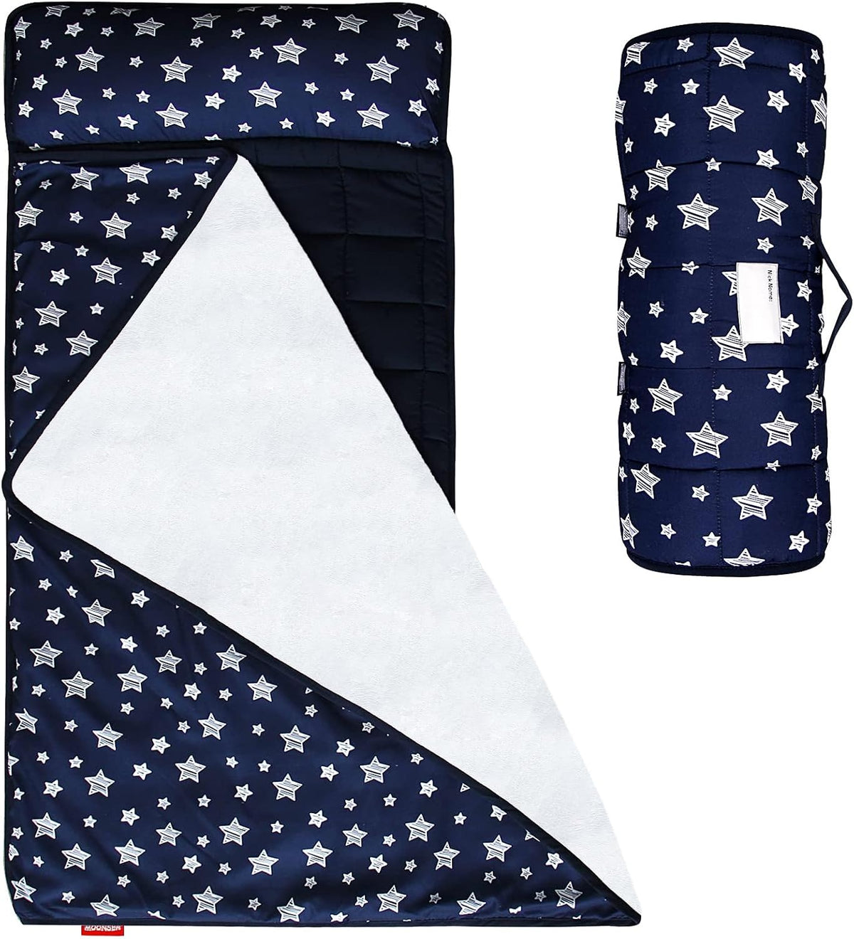 Moonsea Toddler Nap Mat with Pillow and Fleece Minky Blanket Grey