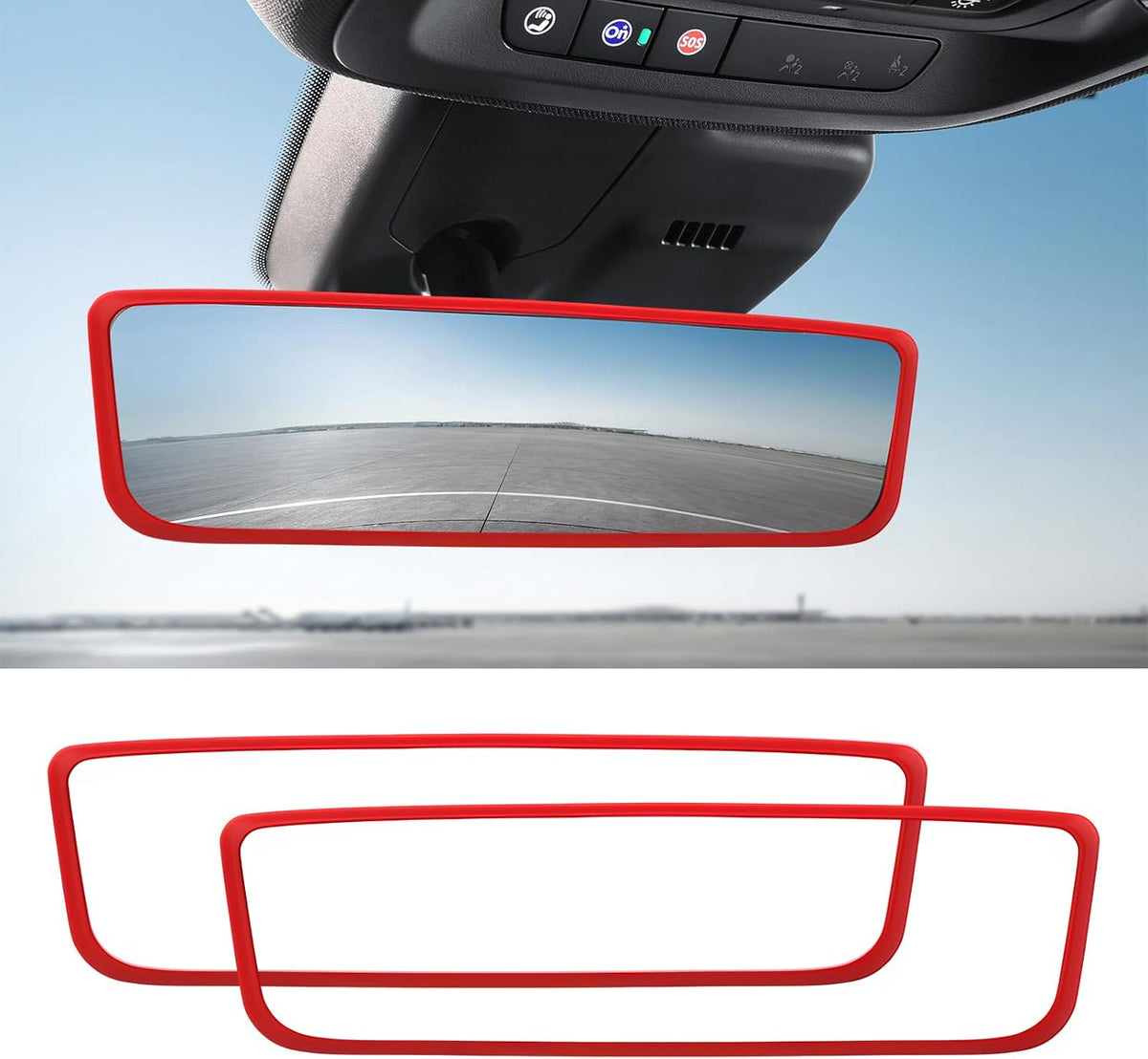 Ohleats Car Rear View Mirror Protector Frame, Edge Cover Trim, Pink