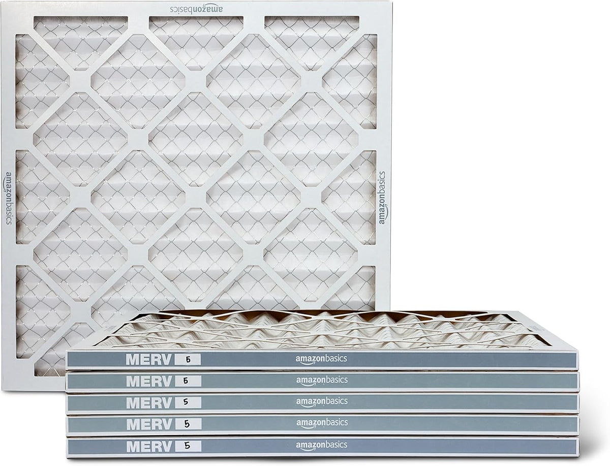 Amazon Basics MERV 5 AC Furnace Air Filter, 20x20x1 inches, 6-Pack (Actual size: 19.75" x 19.75" x 0.75")