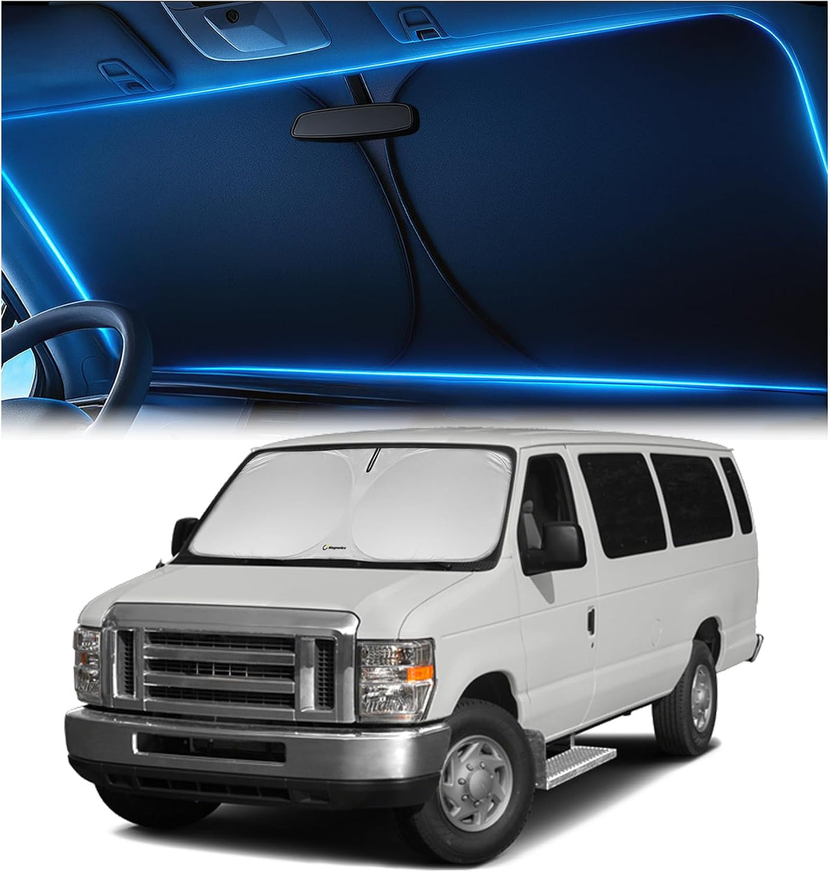 Magnelex Windshield Sun Shade for GMC Sierra 1500 2500 3500 (SLT AT4 Denali) 2019-2026, Foldable Car Window Sunshade, Heat & UV Visor Cover, Reflective Front Shades Accessories