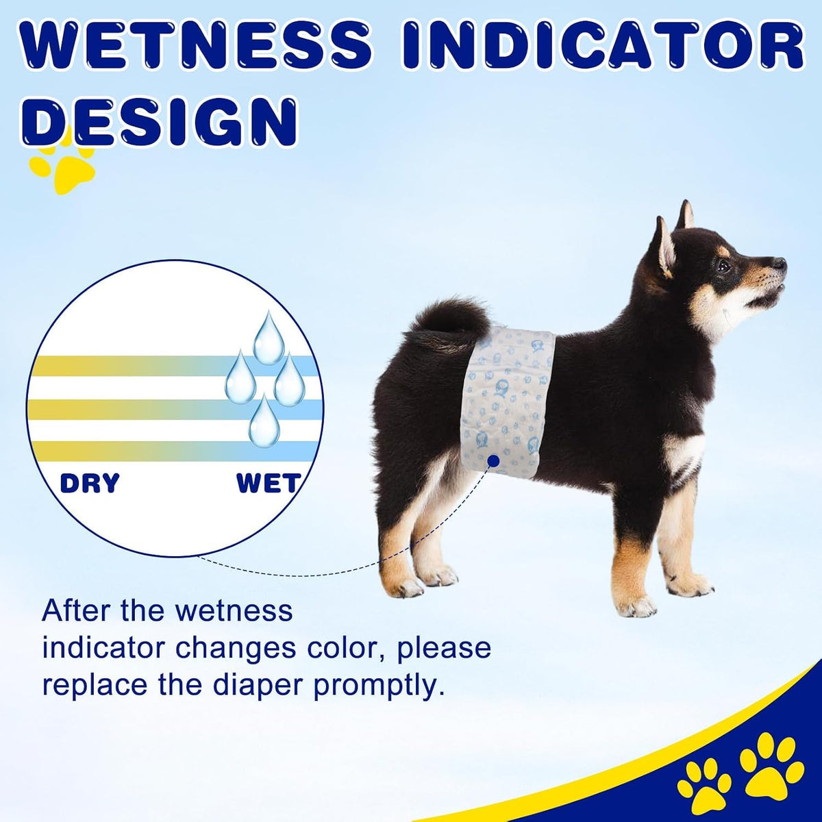 XPCARE 50 Count Disposable Dog Diapers Male with Wetness Indicator(X-Small) | Dog Belly Band Belly Bands for Male Dogs Male Dog Wraps,Super Absorbent Leak-Proof Fit for Incontinence Marking