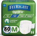 FitRight Adult Diapers, Ultra Heavy Absorbency, L (Waist Size 44in-56in), 20 Count, OptiFit Incontinence Briefs for Men and Women, Disposable, Moisture-Wicking, Leak Protection,