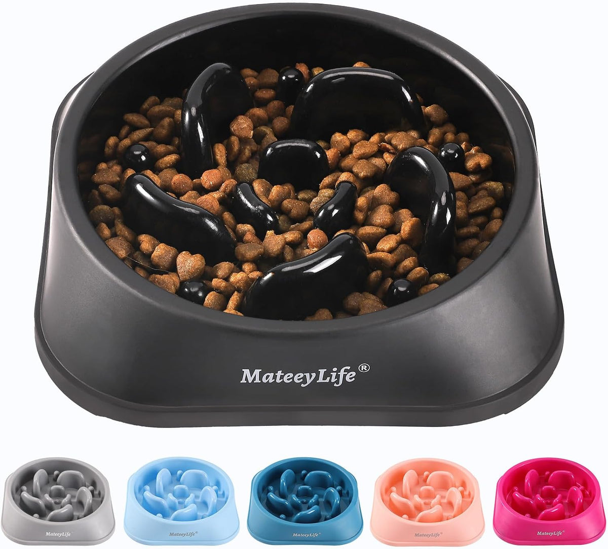 MateeyLife 2-Pack Slow Feeder Dog Bowls, 2 Cups, Dog Puzzle Feeder Bowl | Food-contact safe, dishwasher safe, non-slip base, maze design, for fast eaters, for dogs and cats, daily mealtimes