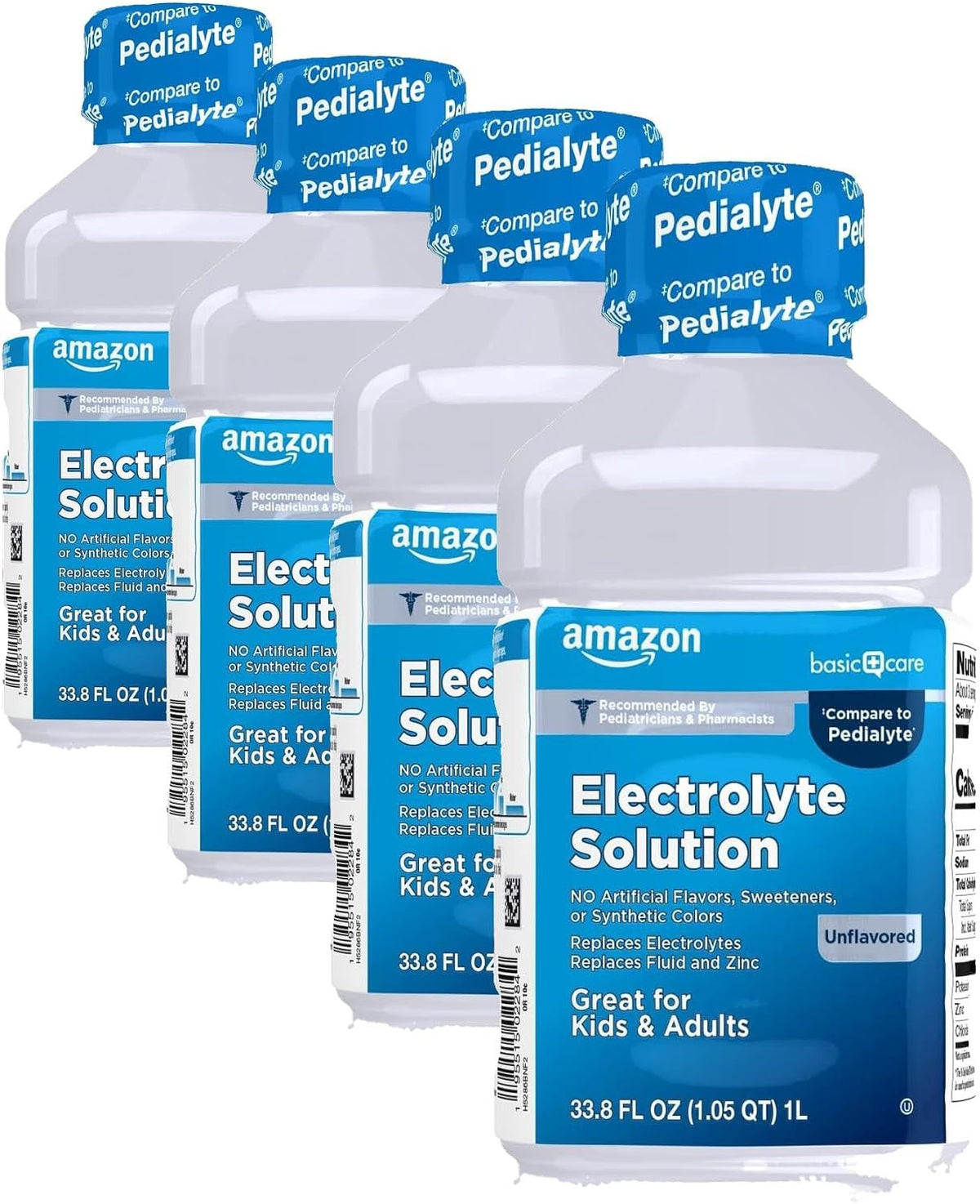Amazon Basic Care Oral Electrolyte Solution with Zinc for Rehydration, Unflavored, No Artificial Flavors or Sweeteners, 33.8 fl oz (1-Pack)