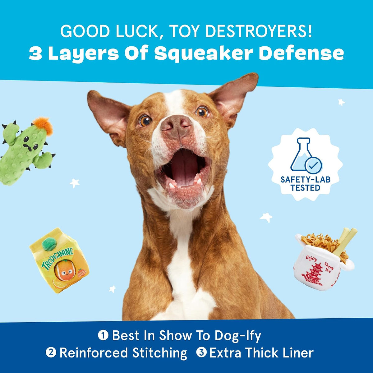 BarkBox Barker's Dozen Donuts 4-in-1 Interactive Plush Dog Toy | Squeaky Dog Toys with Crinkle Box - For Small Dogs and Puppies