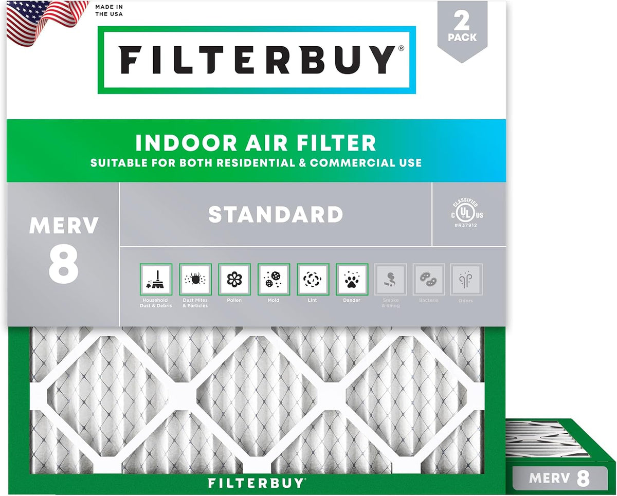 Filterbuy 20x25x4 Air Filter MERV 8 Dust & Allergy Defense (2-Pack)