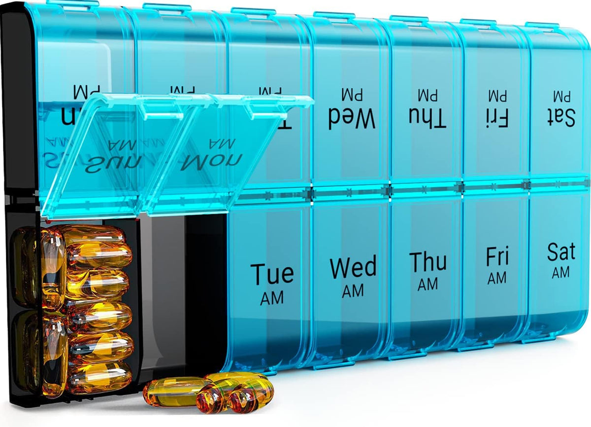 Extra Large Pill Organizer 2 Times a Day，Made for Seniors & High-Dose Users