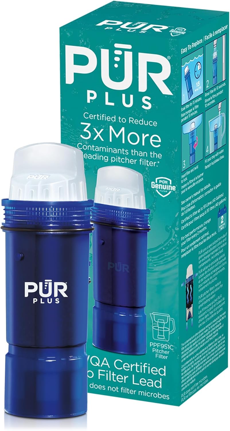 PUR Plus Water Filter Replacement for Pitchers & Dispensers, 6-Month Supply, 3 Count, Blue (PPF951K3)