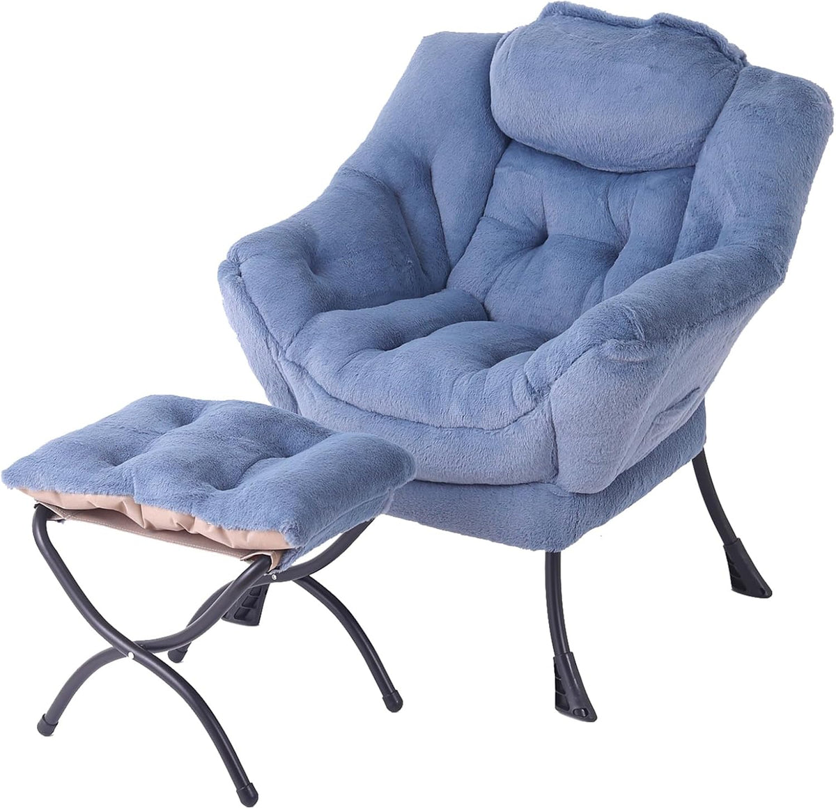 Tiita Lazy Chair with Ottoman, Comfy Reading Accent Chair, Dark Grey