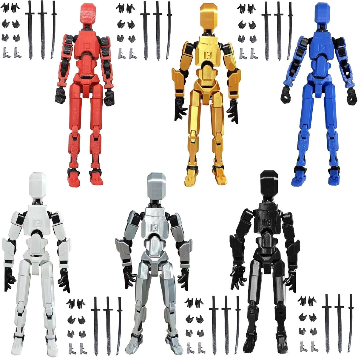 FoxVilla Titan 13 3D Printed Action Figure, Assembled Dummy 13 (Golden)