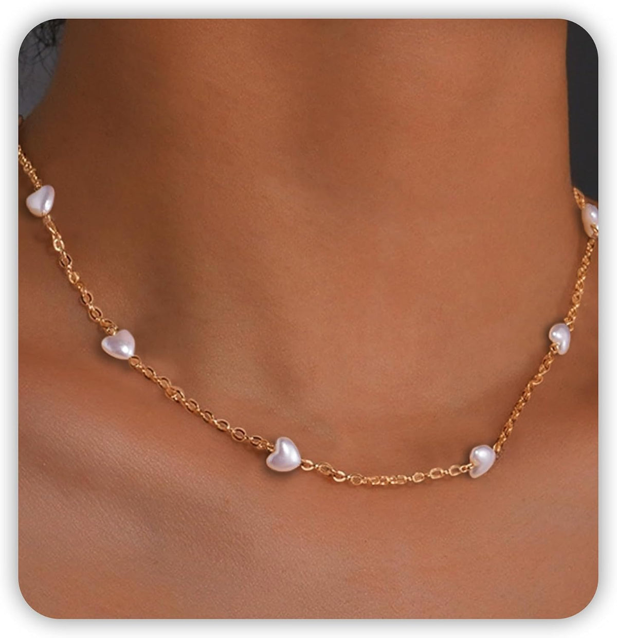 SmileBelle Pearl Necklaces for Women, 18K Gold Choker