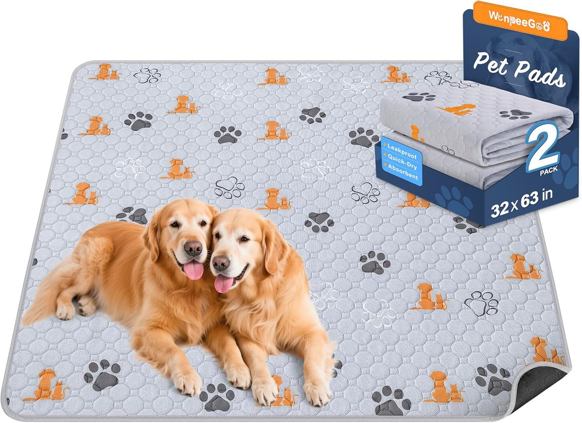 WanpeeGoo Washable Pee Pads for Dogs, Waterproof, 18 x 24 in, 4 Pack, Gray | Super Absorbent, Waterproof and Non-Slip; Washable, Reusable Dog Pads for Crates, Playpens, Floors, Furniture and Travel