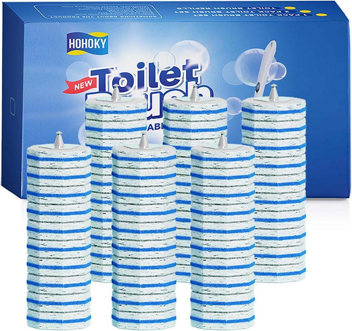 Disposable Toilet Brush Cleaning System with 50pcs Refills Pads Replacement Heads, Toilet Cleaning Stick, Wall Mounted Wand Kit Bathroom Maintenance, Toilet Bowl Cleaner Brush Holder and Set