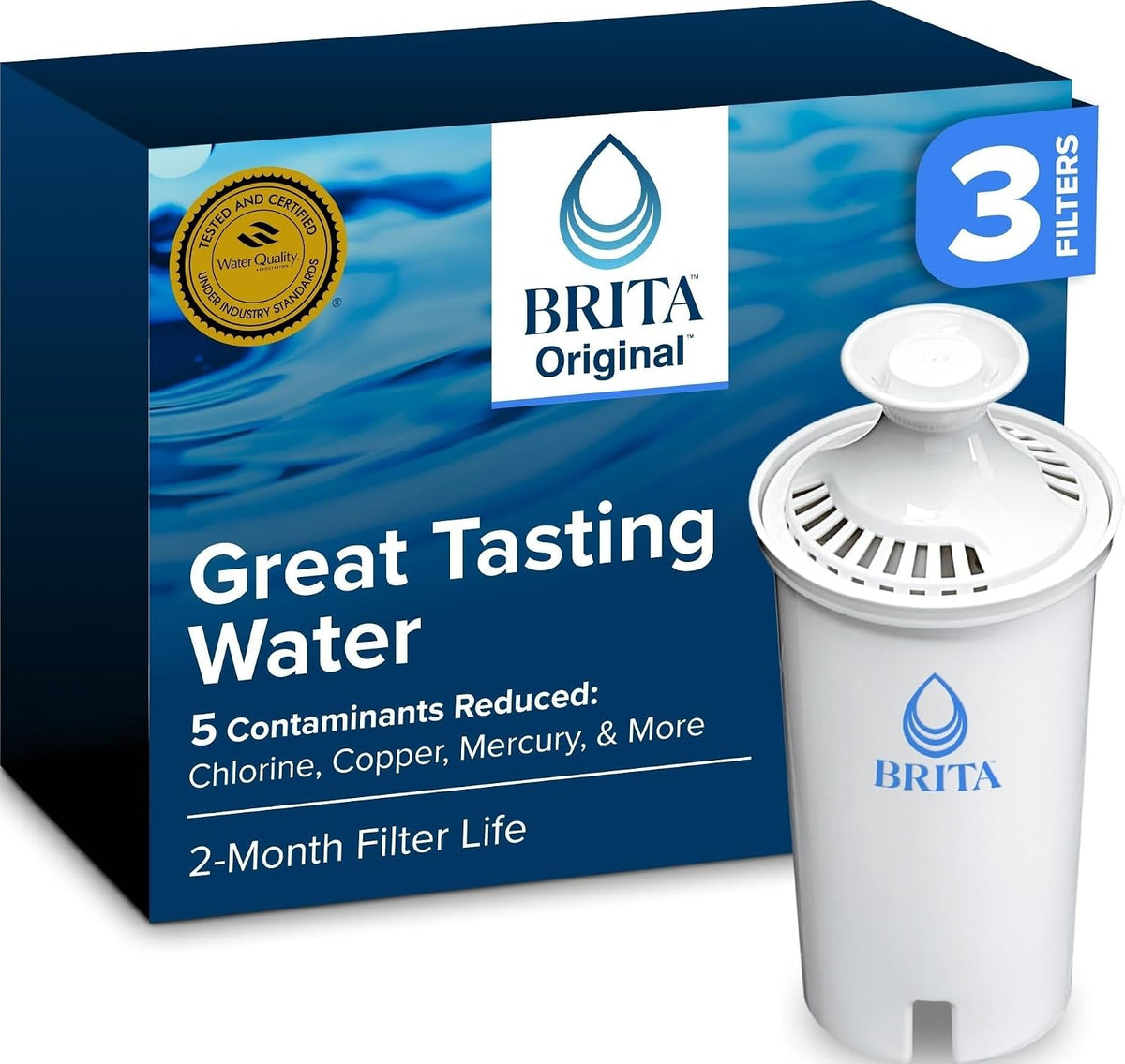 Brita Plus Replacement Water Filter, For Pitchers and Dispensers, 3 Pack
