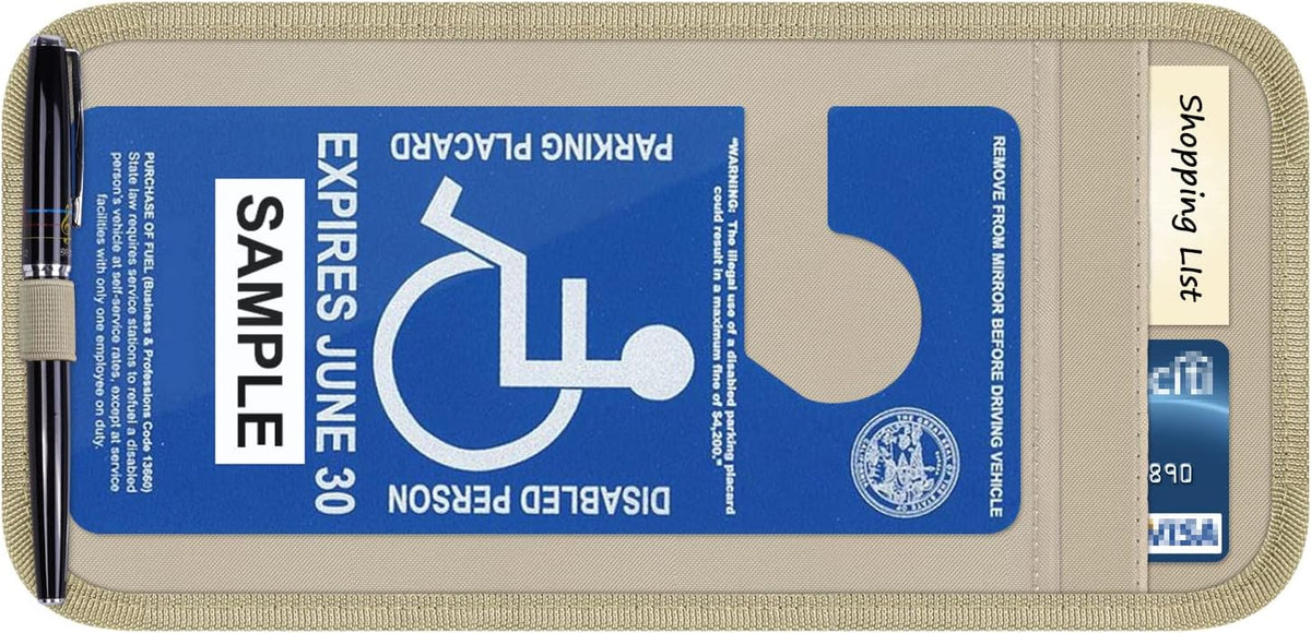 Handicap Placard Holder for Auto, Car Sun Visor Disabled Parking Tag, Black